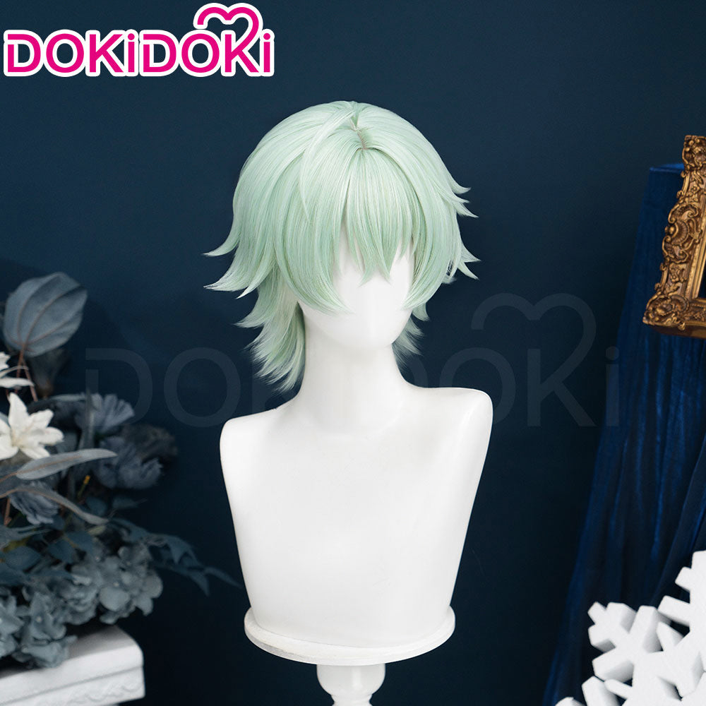 【Ready For Ship】DokiDoki Game Genshin Impact Cosplay Alyosha Wig Short Green Hair Snezhnaya Sudden Snow