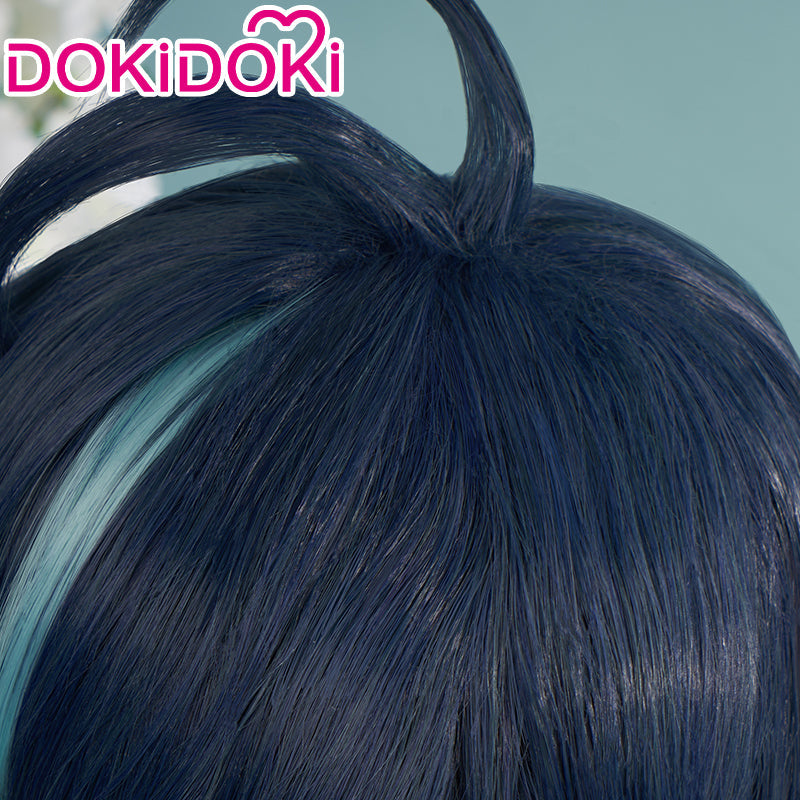 【Ready For Ship】DokiDoki Game Genshin Impact Cosplay  Kaeya Wig/ Eye-Patch  Long Dark Blue