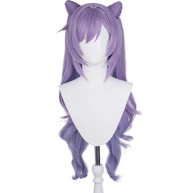 【Ready For Ship】DokiDoki Game Genshin Impact Keqing Cosplay Wig Ke Qing Long Curly Purple Wig