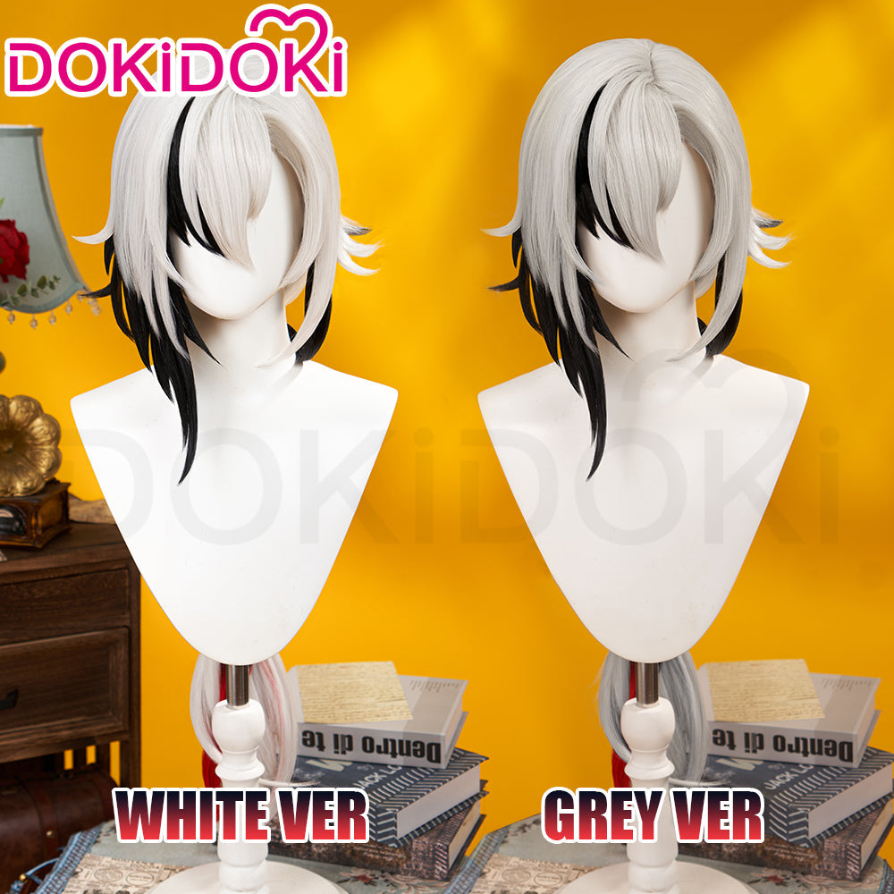 【Partially Ready For Ship】DokiDoki Game Genshin Impact Fontaine Fatui Harbinger Cosplay The Knave Arlecchino Wig Long Straight White Red Gradient Hair / Ear Clip / Wefts / Childhood Ver. / Youth Ver. / Boss Ver.