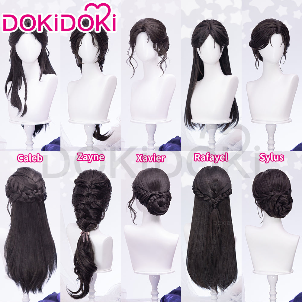 【Partially Ready For Ship】DokiDoki Game Love And Deepspace Cosplay Protagonist MC Wedding Wig / Veil / Headwear Xavier / Sylus / Zayne / Rafayel / Caleb  Black Hair Buns