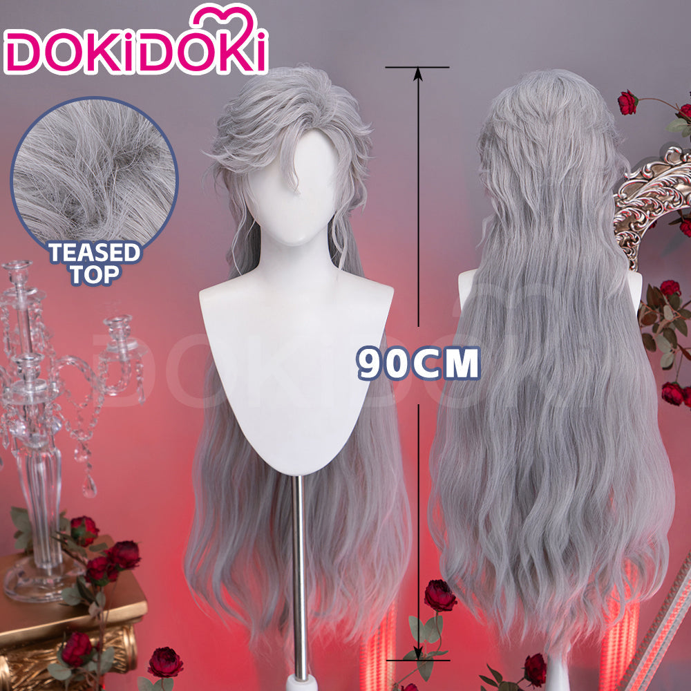 【Partial Ready For Ship】【Front Lace】DokiDoki Game Love and Deepspace Cosplay Sylus Wig Long Curly Silver Hair Silverwing Fiend