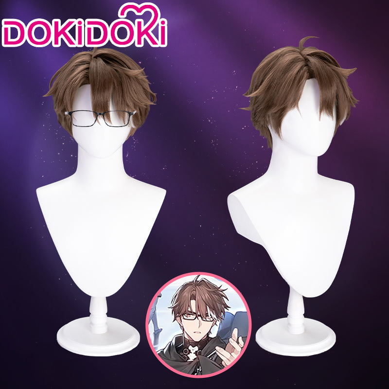DokiDoki Game Honkai: Star Rail Cosplay Welt Yang Wig / Glasses Brown Short