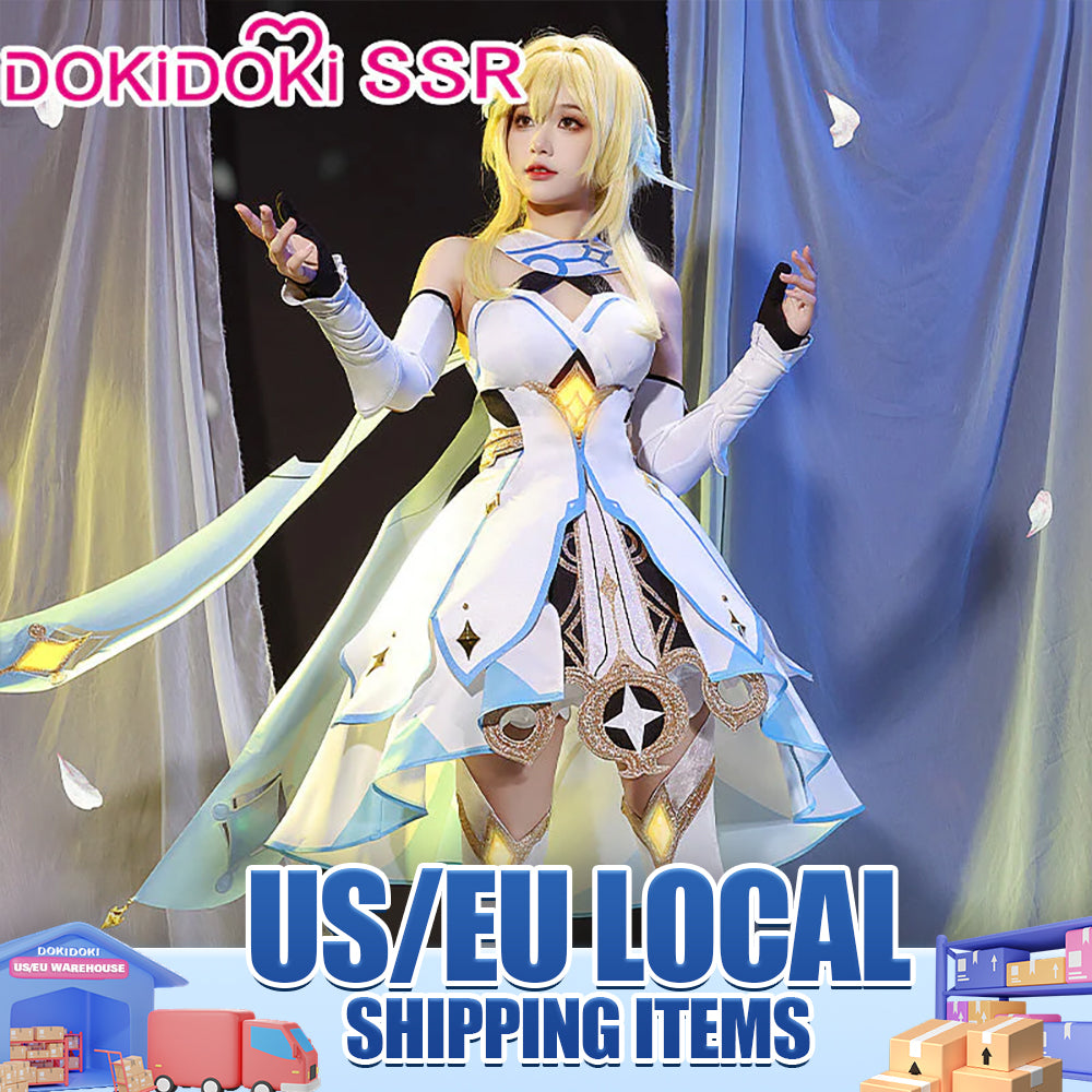 【US/EU LOCAL SHIPPING 】【3 Diffrent Lights】DokiDoki-SSR Game Genshin Impact Traveler Lumine Cosplay Costume / Wig Ying