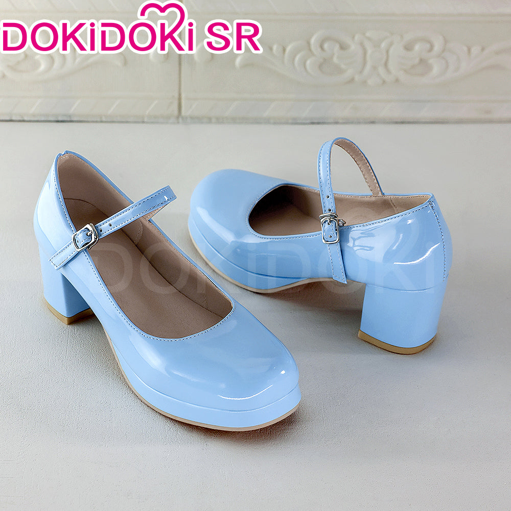 DokiDoki-SR Anime Game Pink / Blue Preppy-Style Leather Shoes High heel