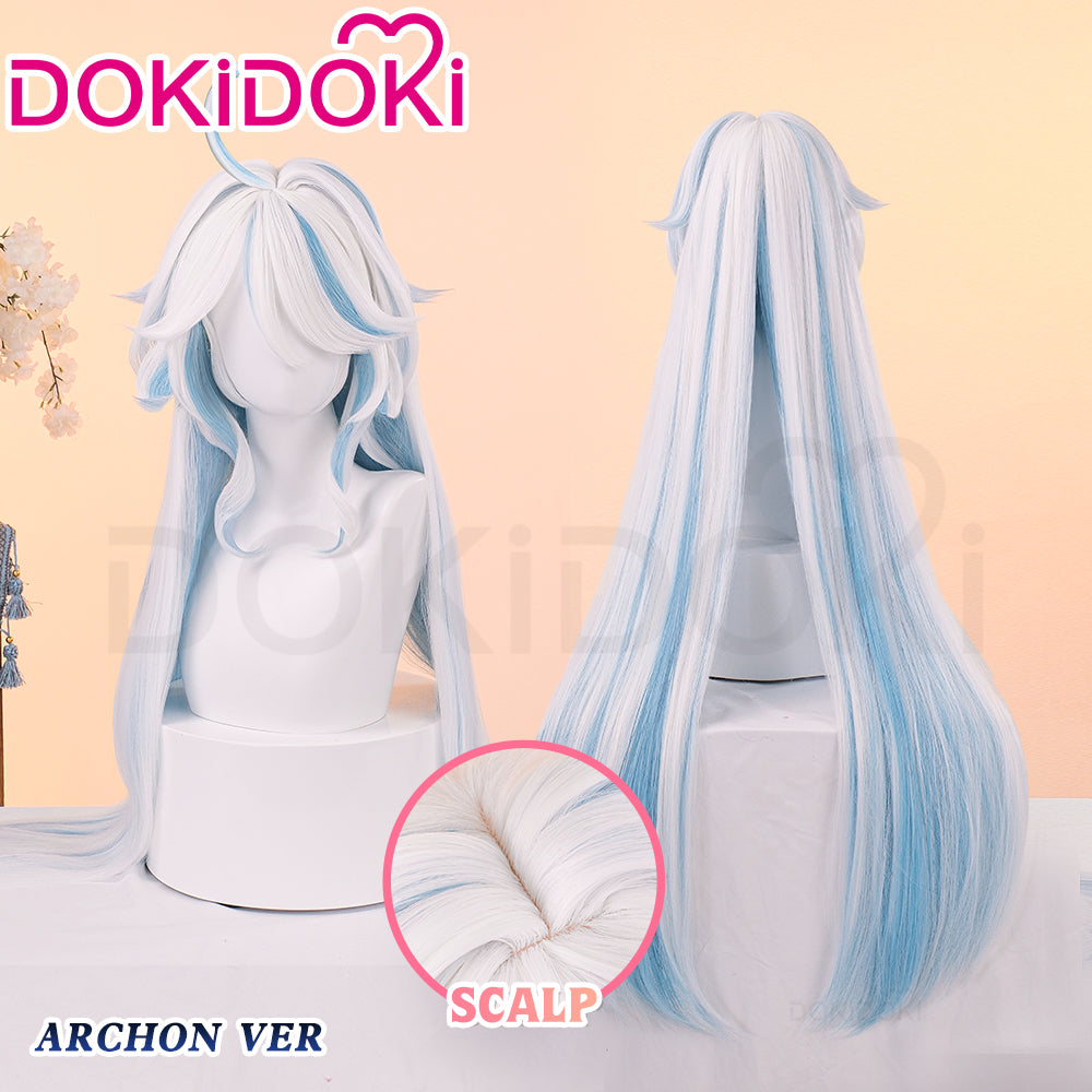 【EU LOCAL SHIPPING】DokiDoki Game Genshin Impact Cosplay Fontaine Furina God of Justice Divinity Wig Long Straight White Blue Focalors