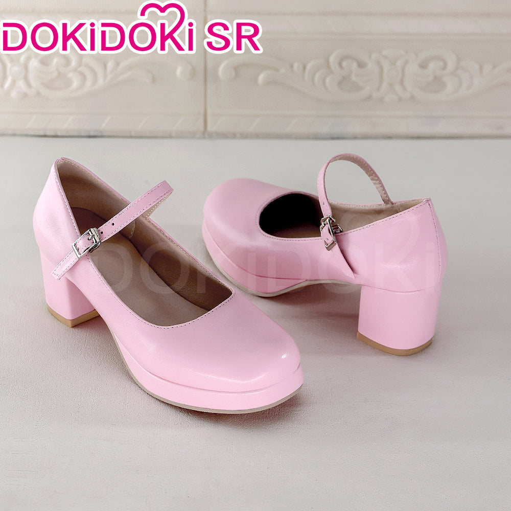 DokiDoki-SR Anime Game Pink / Blue Preppy-Style Leather Shoes High heel