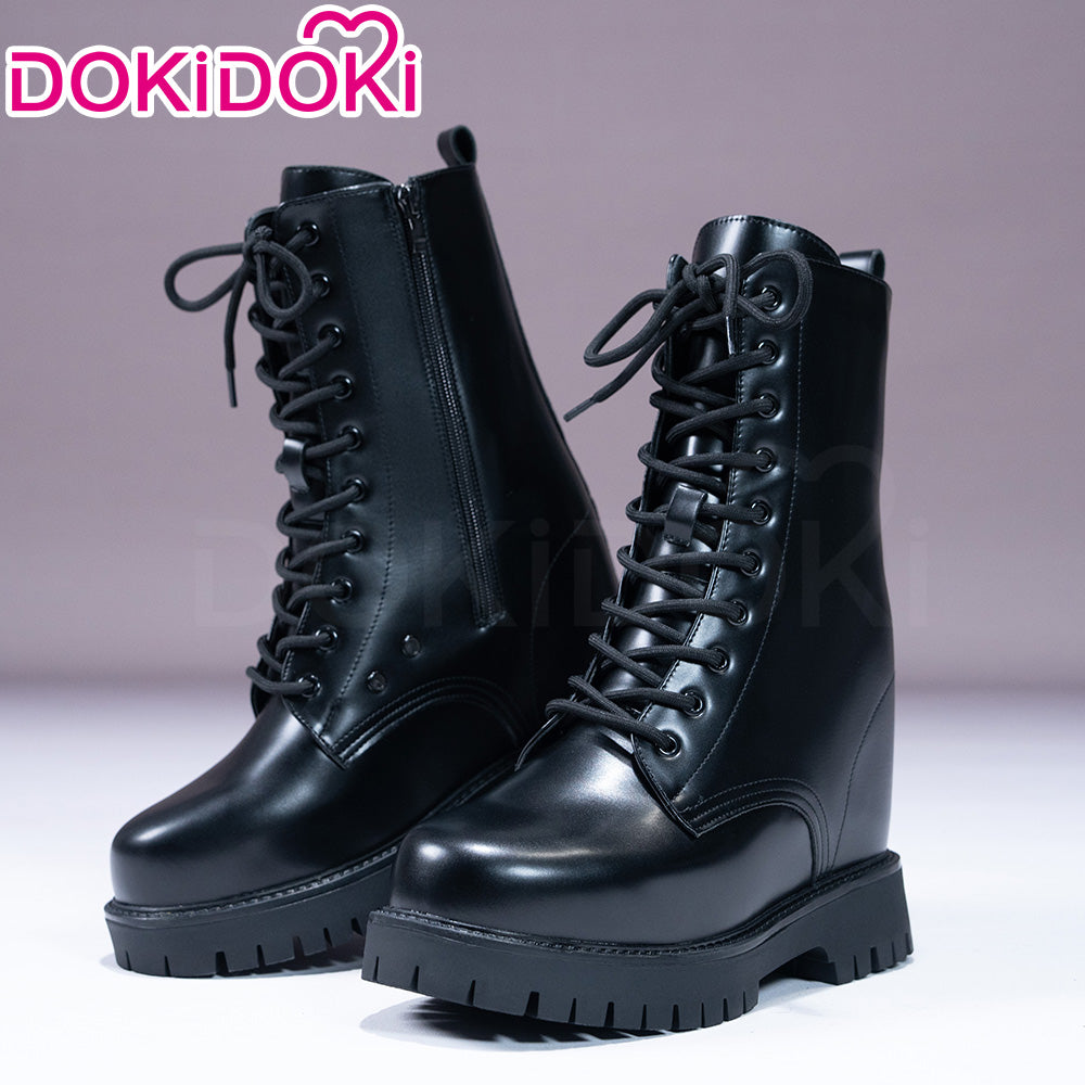 【14 CM】DokiDoki Height Increasing Shoes / Elevator Shoes Flat Boots Black Invisible Thick-Soled Platform Shoes