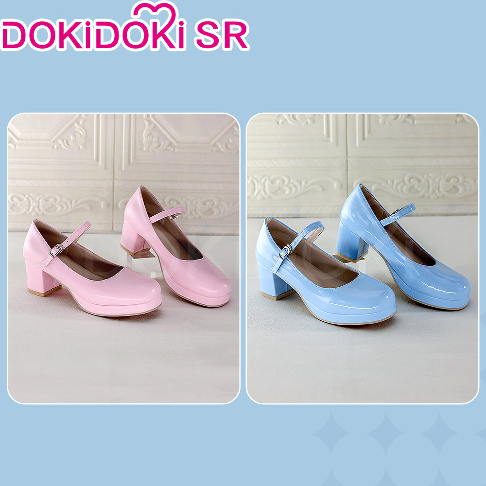 DokiDoki-SR Anime Game Pink / Blue Preppy-Style Leather Shoes High heel