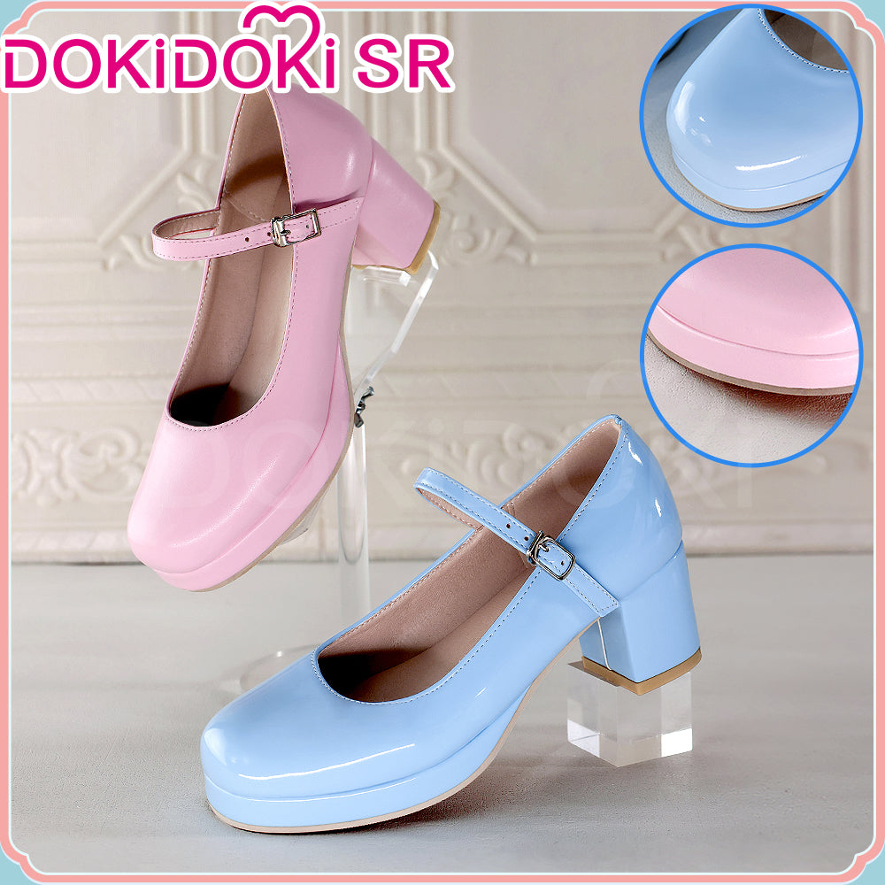 DokiDoki-SR Anime Game Pink / Blue Preppy-Style Leather Shoes High heel