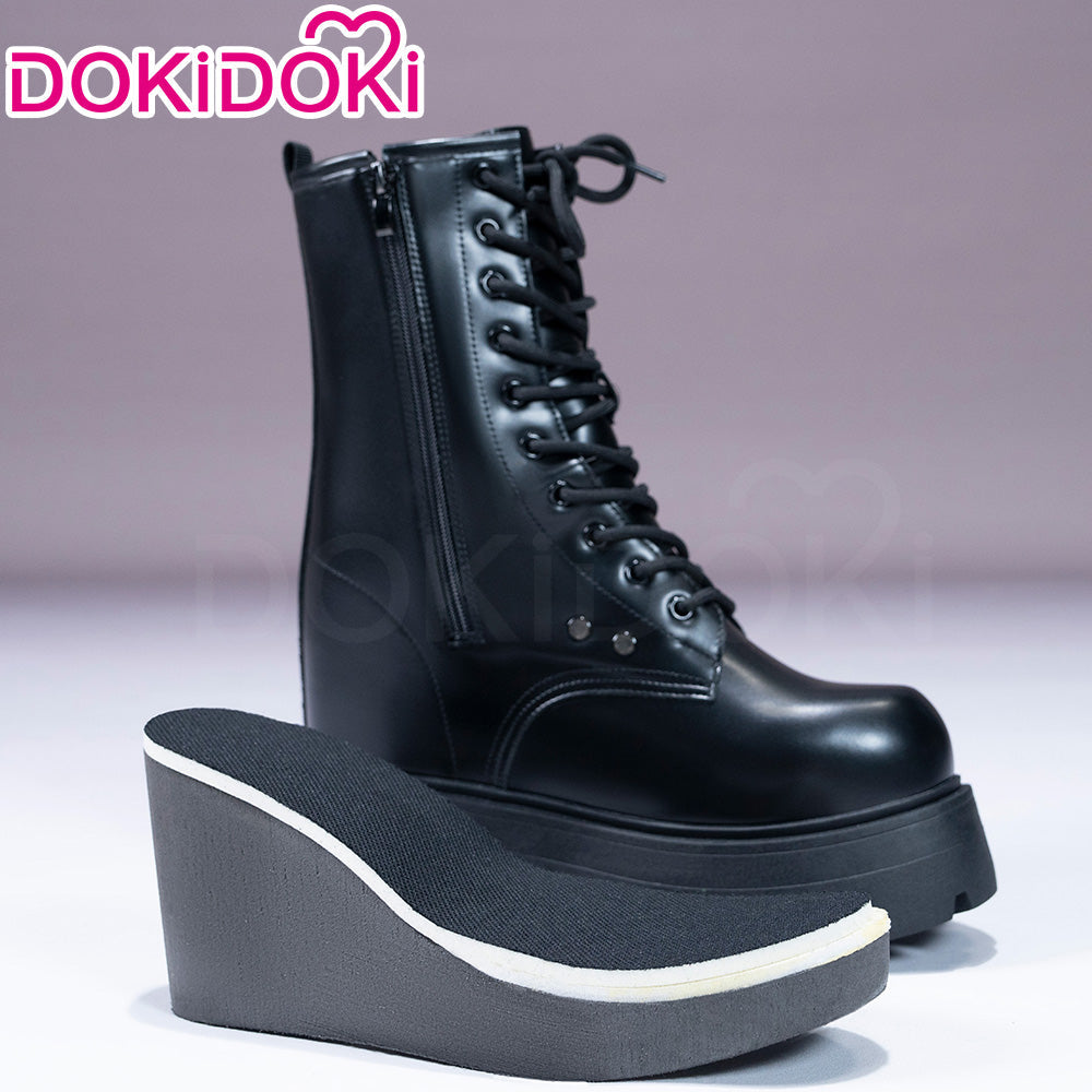 【16.5 CM】DokiDoki Height Increasing Shoes / Elevator Shoes Black Platform Martin Boots Invisible Thick-Soled