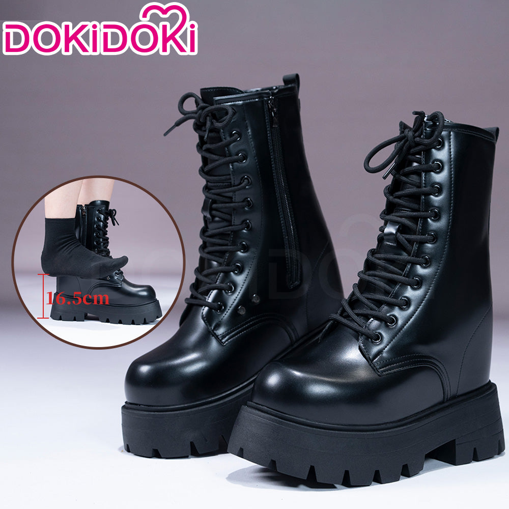 【16.5 CM】DokiDoki Height Increasing Shoes / Elevator Shoes Black Platform Martin Boots Invisible Thick-Soled