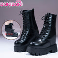 【16.5 CM】DokiDoki Height Increasing Shoes / Elevator Shoes Black Platform Martin Boots Invisible Thick-Soled