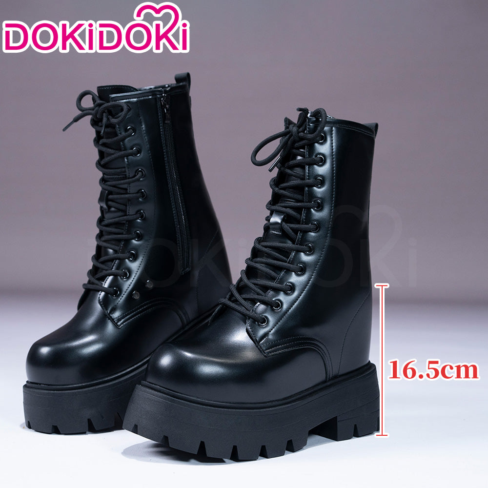 【16.5 CM】DokiDoki Height Increasing Shoes / Elevator Shoes Black Platform Martin Boots Invisible Thick-Soled