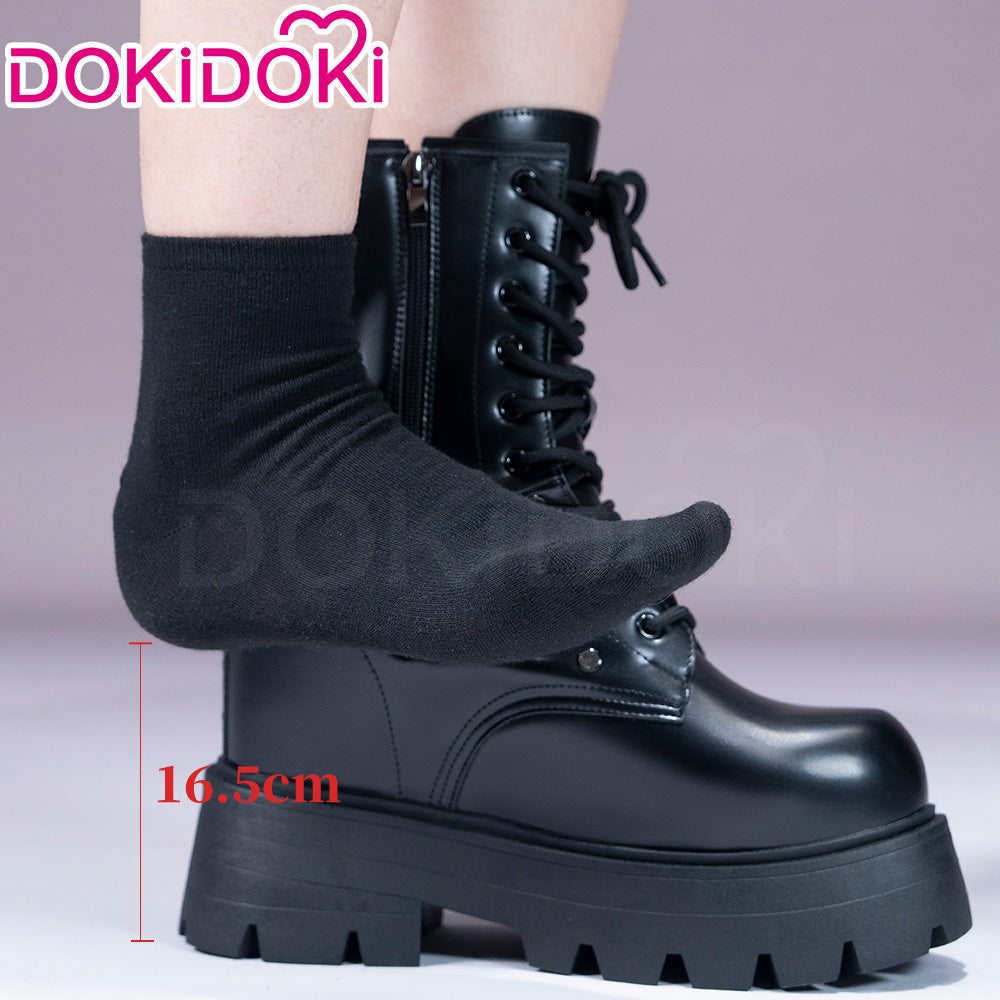 【16.5 CM】DokiDoki Height Increasing Shoes / Elevator Shoes Black Platform Martin Boots Invisible Thick-Soled