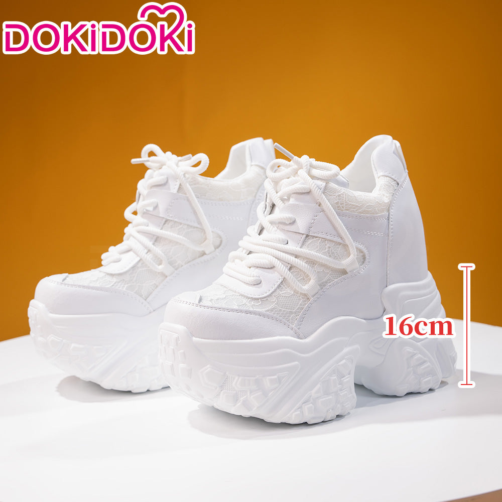 【In Stock】【16 CM】DokiDoki Height Increasing Shoes / Elevator Shoes Black / White / Silver Boots Invisible Breathable Lace Mesh Height-Increasing Shoes