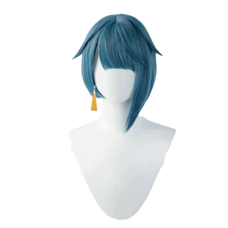 【Ready For Ship】DokiDoki Game Genshin Impact Cosplay  Xingqiu  Wig Xing Qiu Short Blue