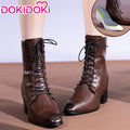 【In Stock】【15 CM】DokiDoki Height Increasing Leather Brown Shoes / Elevator Shoes Invisible High Heel 15CM
