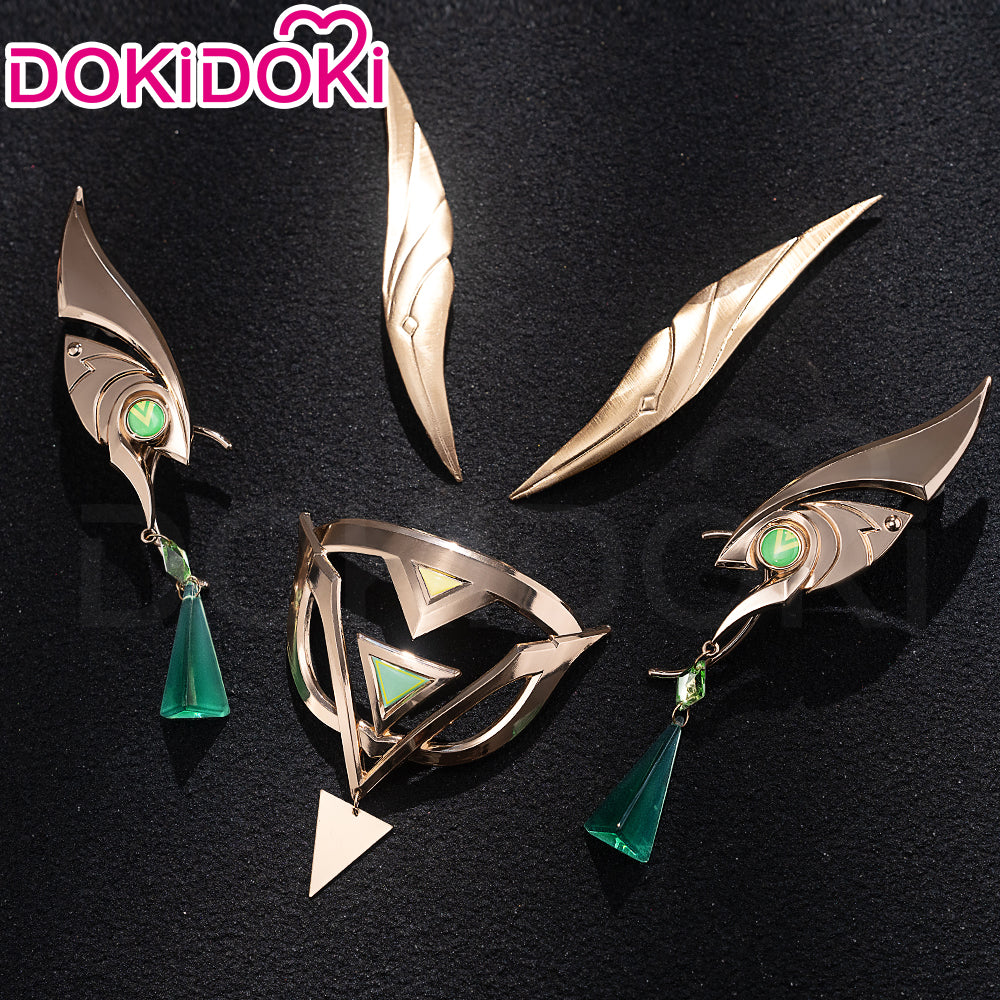 【Wig Ready For Ship】DokiDoki Game Genshin Impact Cosplay Nefer Wig / Head Accessory Short Green Highlight Hair Song of the Welkin Moon