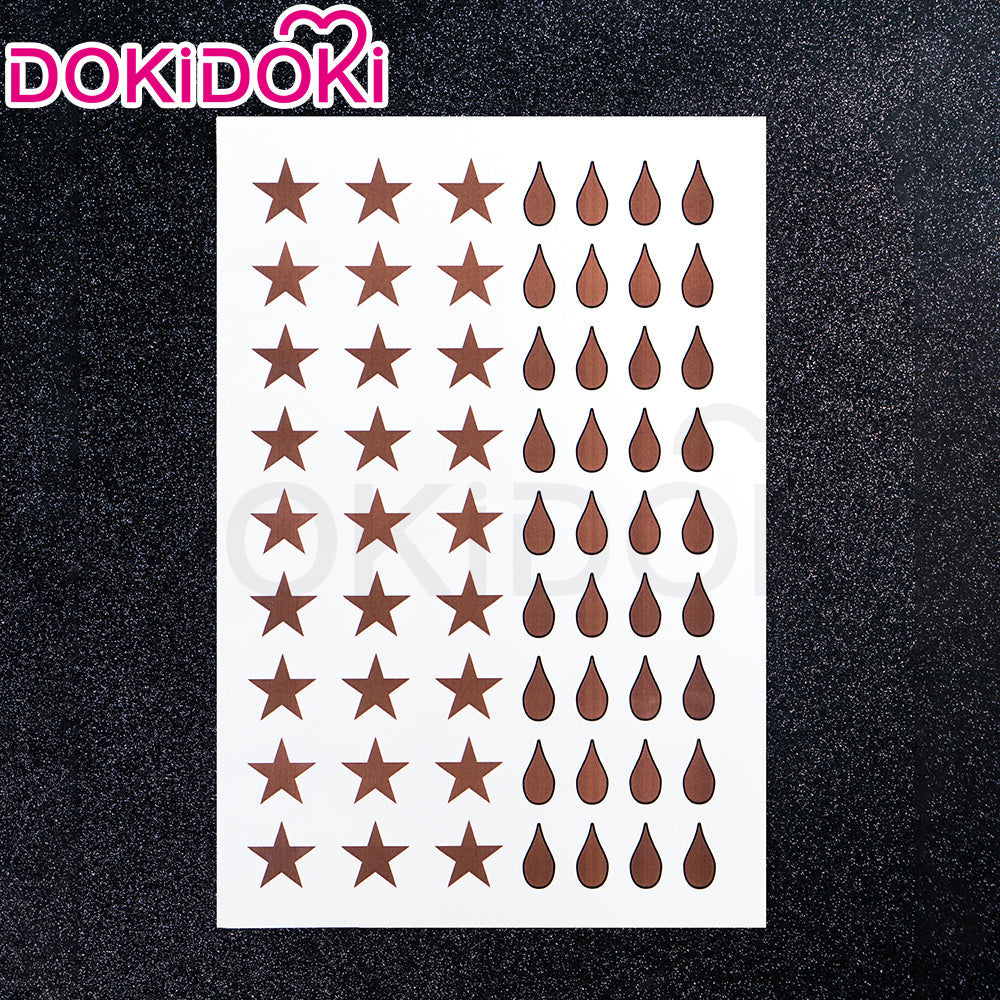 DokiDoki Game Genshin Impact Cosplay Fontaine  Lynette Wig Silver Cute Green Hight Hair/ Wefts/Tattoo Sticker