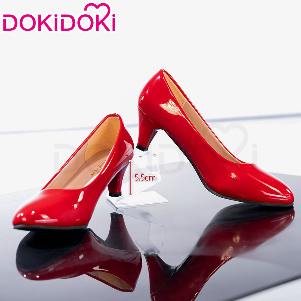 【In Stock】【5.5CM】DokiDoki Height Increasing Shoes Female Cosplay Shoes High-Heeled Red Shoes