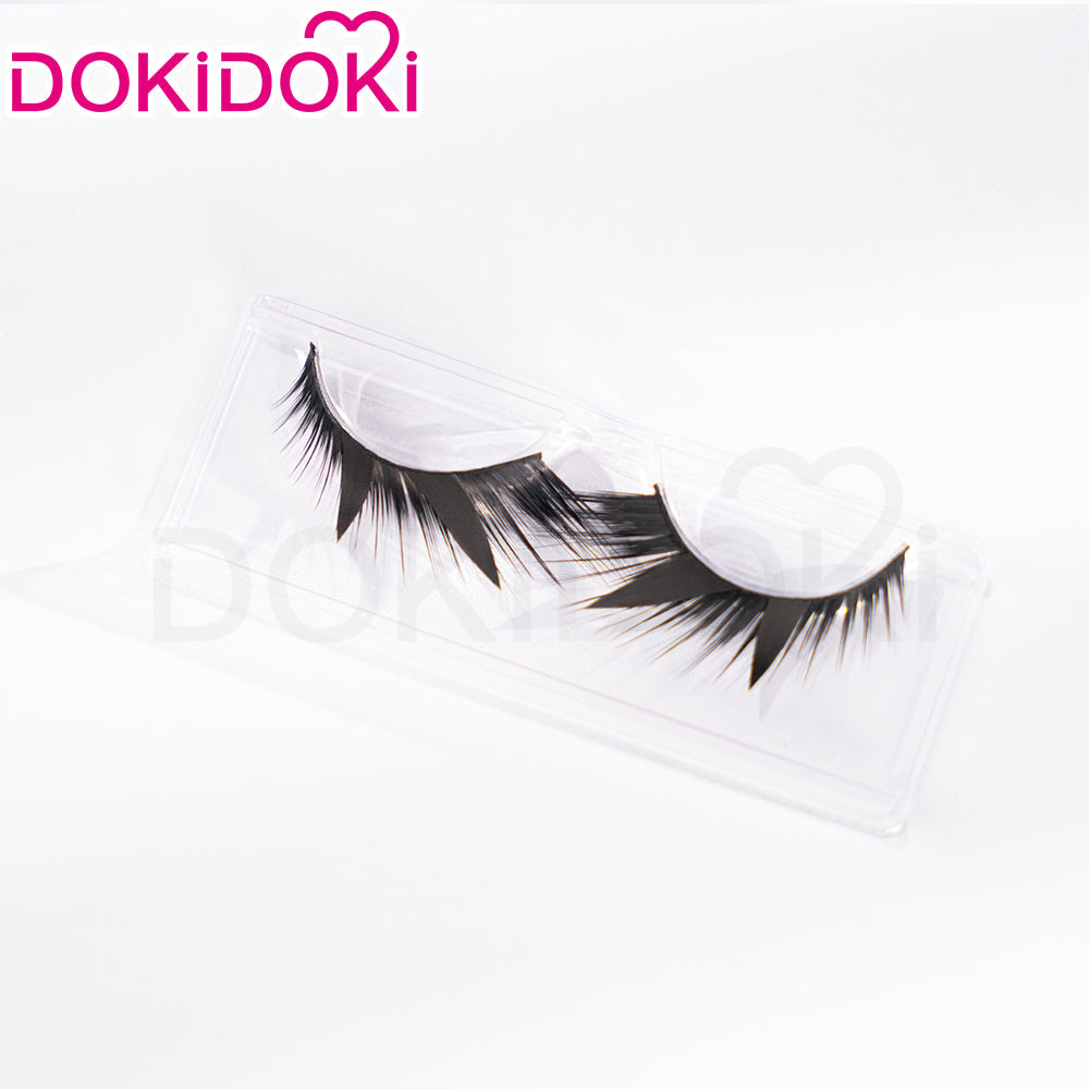 【Ready For Ship】DokiDoki Game Genshin Impact Cosplay Skirk Wig Long Curly Purple Gradient Hair / Fake Eyelashes
