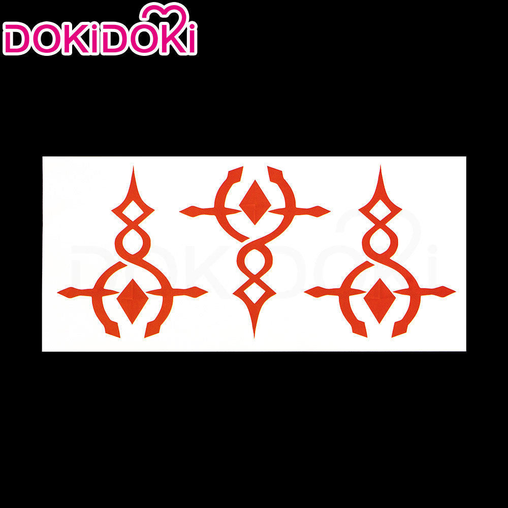 DokiDoki Game Honkai: Star Rail Cosplay Anaxa Wig / Tattoo Long Grey Green Straight Hair Anaxagoras