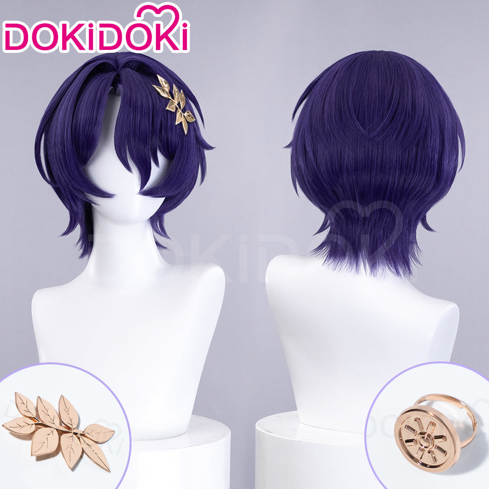 【Ready For Ship】DokiDoki Game Honkai: Star Rail Cosplay Dr. Ratio Wig / Headwear / Ring Short Straight Purple Hair