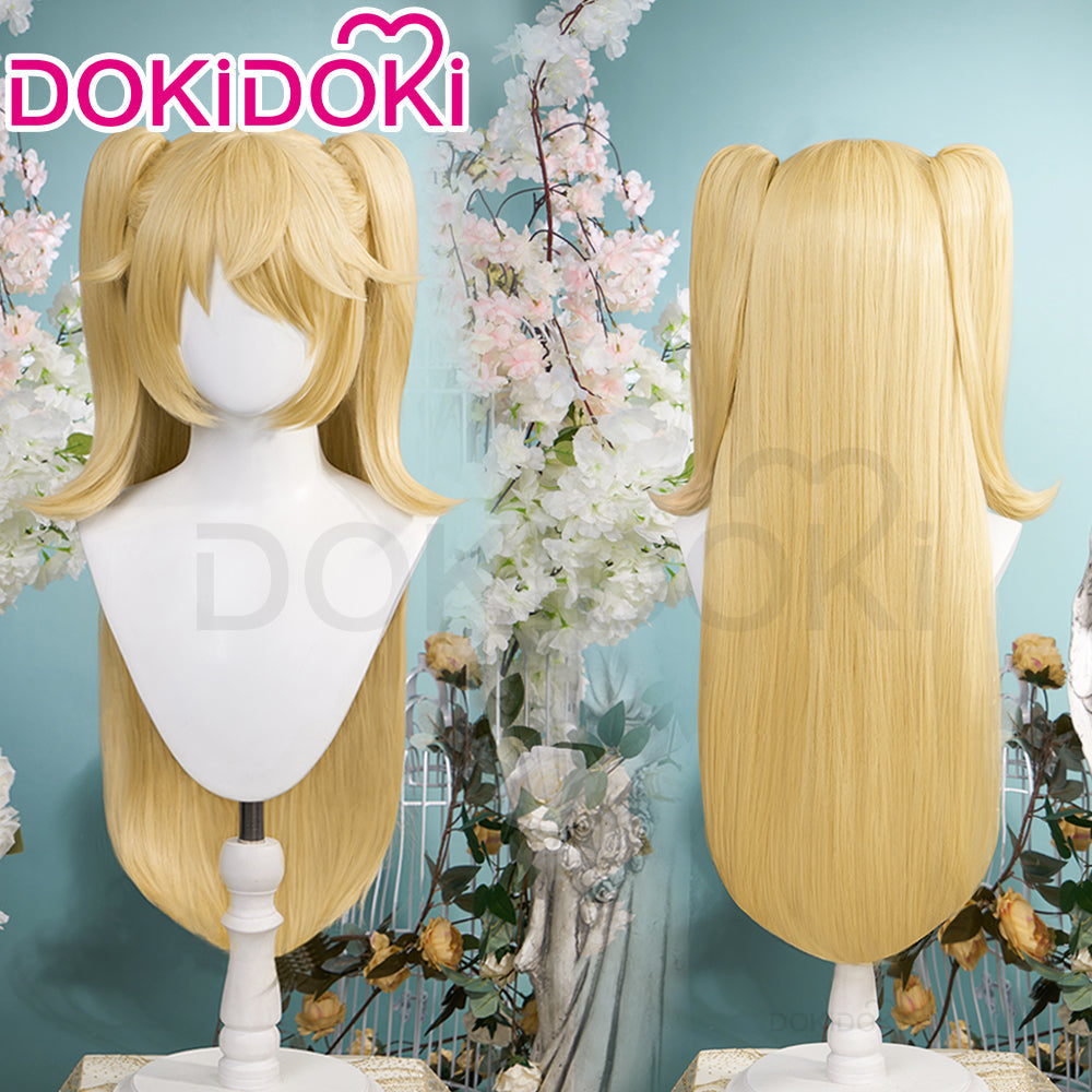 【Ready For Ship】DokiDoki Game Genshin Impact Cosplay Fischl Wig Long Straight  Ponytail Blonde