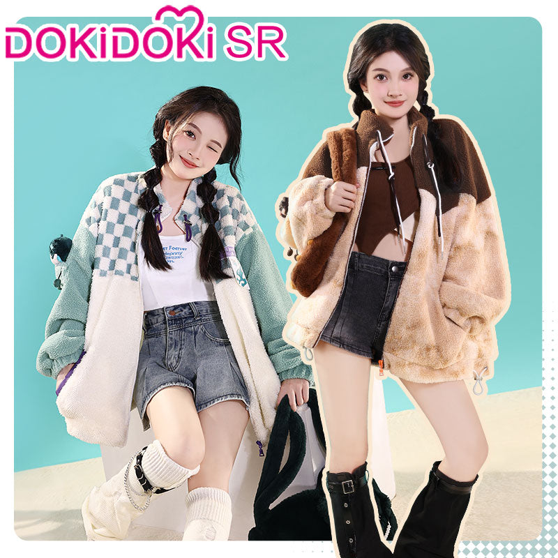 【In Stock】DokiDoki-SR Game Genshin Impact Cosplay Zhong Li Cosplay Casual Wear Doujin Winter Furry Coat Zhongli