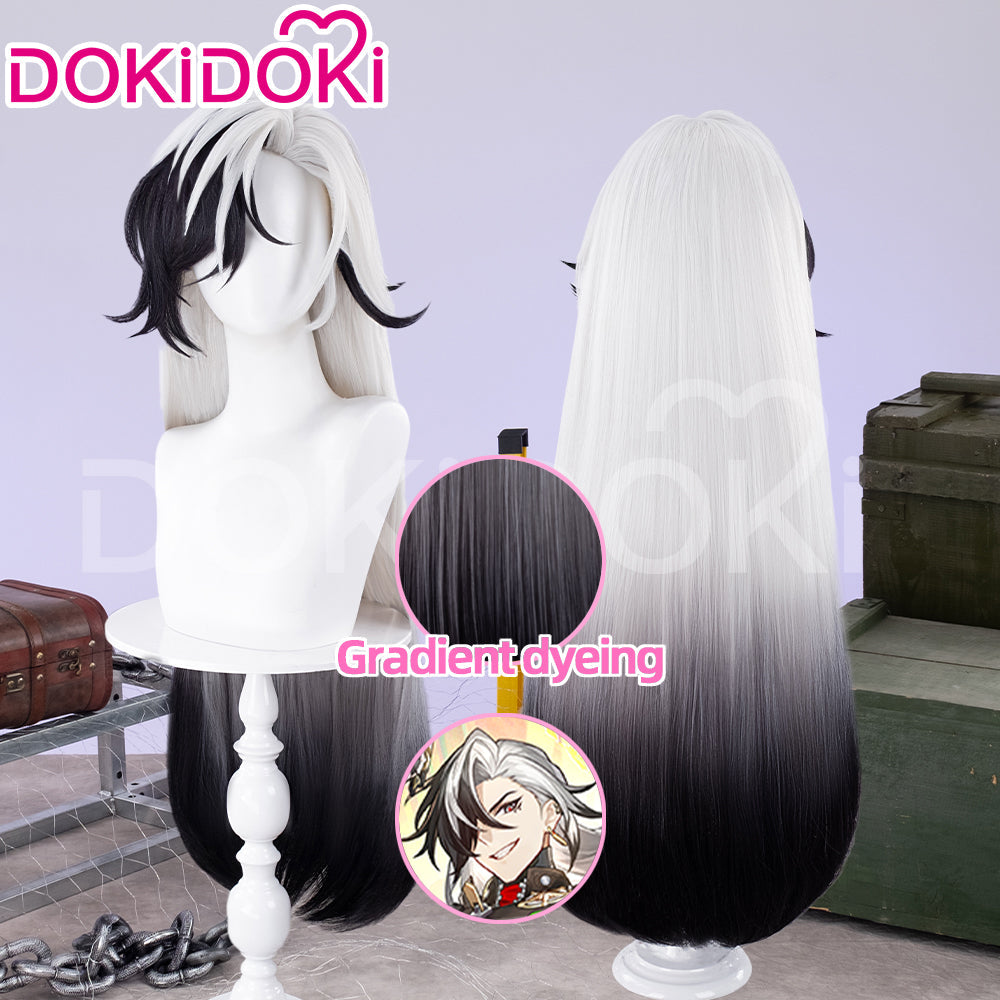 【Ready For Ship】DokiDoki Game Honkai: Star Rail Cosplay Boothill Wig / Earring Long White Black Wig Male