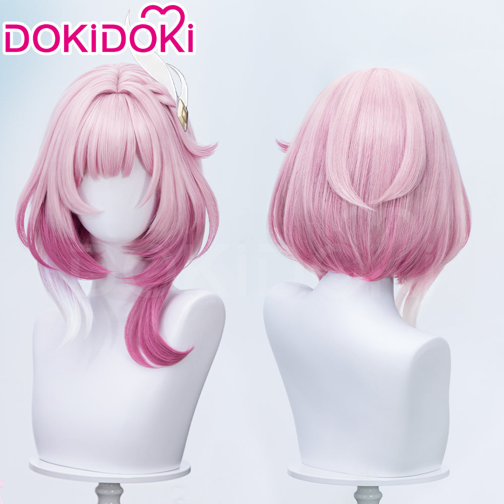 【EU LOCAL SHIPPING 】DokiDoki Game Honkai: Star Rail Cosplay Cyrene Wig Short Curly Light Dark Pink Gradient Hair / Head Accessory Set
