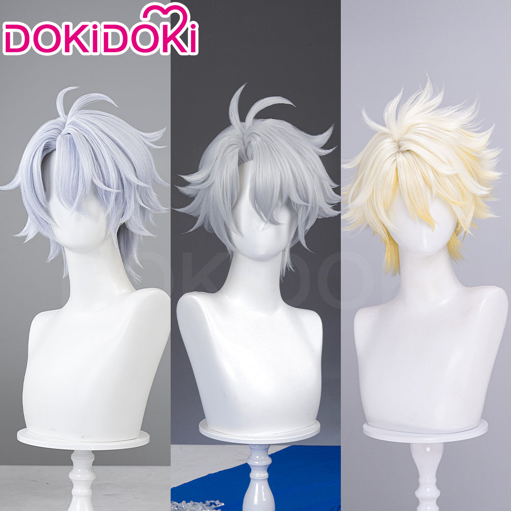 【Partially Ready For Ship】DokiDoki Game Honkai: Star Rail Cosplay Phainon Wig / Weft / Tattoo /  Ear Clips Short Straight Silver Hair Darkening