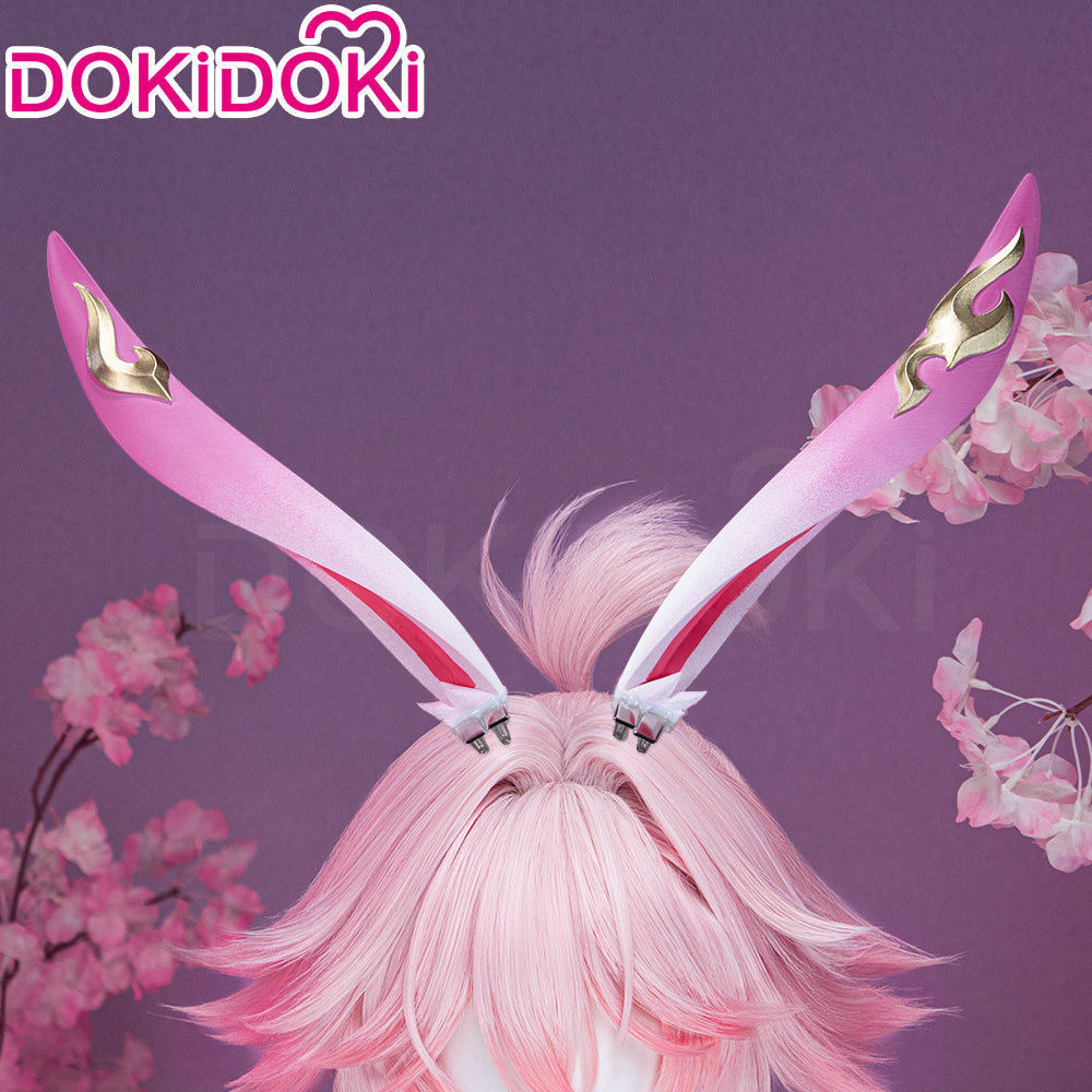 【Ready For Ship】DokiDoki Honkai: Star Rail Cosplay Evanescia Wig Long Pink Gradient Hair / Ear Accessory Planarcadia