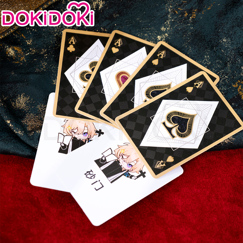 【Ready For Ship】DokiDoki Game Honkai: Star Rail Cosplay Aventurine Wig / Ear Clip / Hat / Bracelet Short Straight Yellow Hair Shajin/ Tattoo Stickers / Glasses Sunglasses / Poker Prop