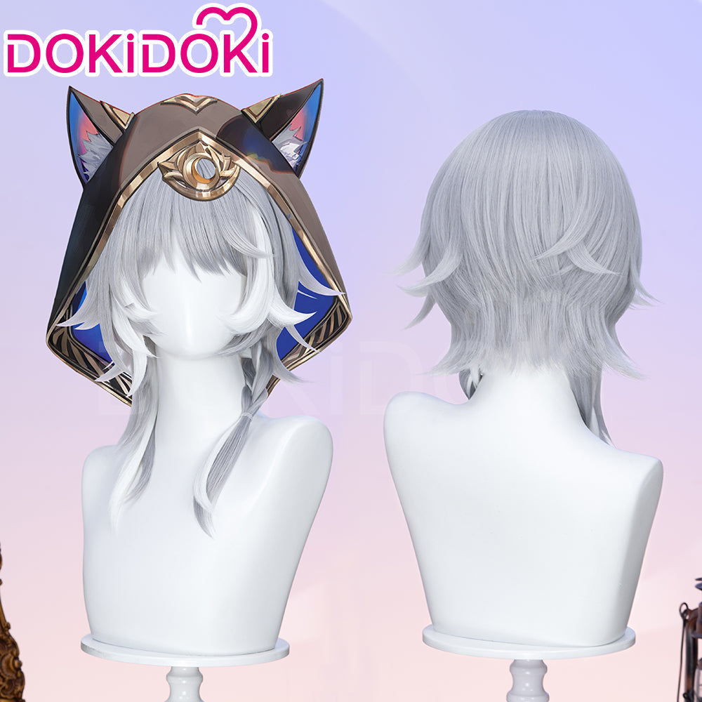 【US/EU LOCAL SHIPPING 】  DokiDoki Game Honkai: Star Rail Cosplay Cipher Wig Long Straight Blue Gray White Highlights Hair