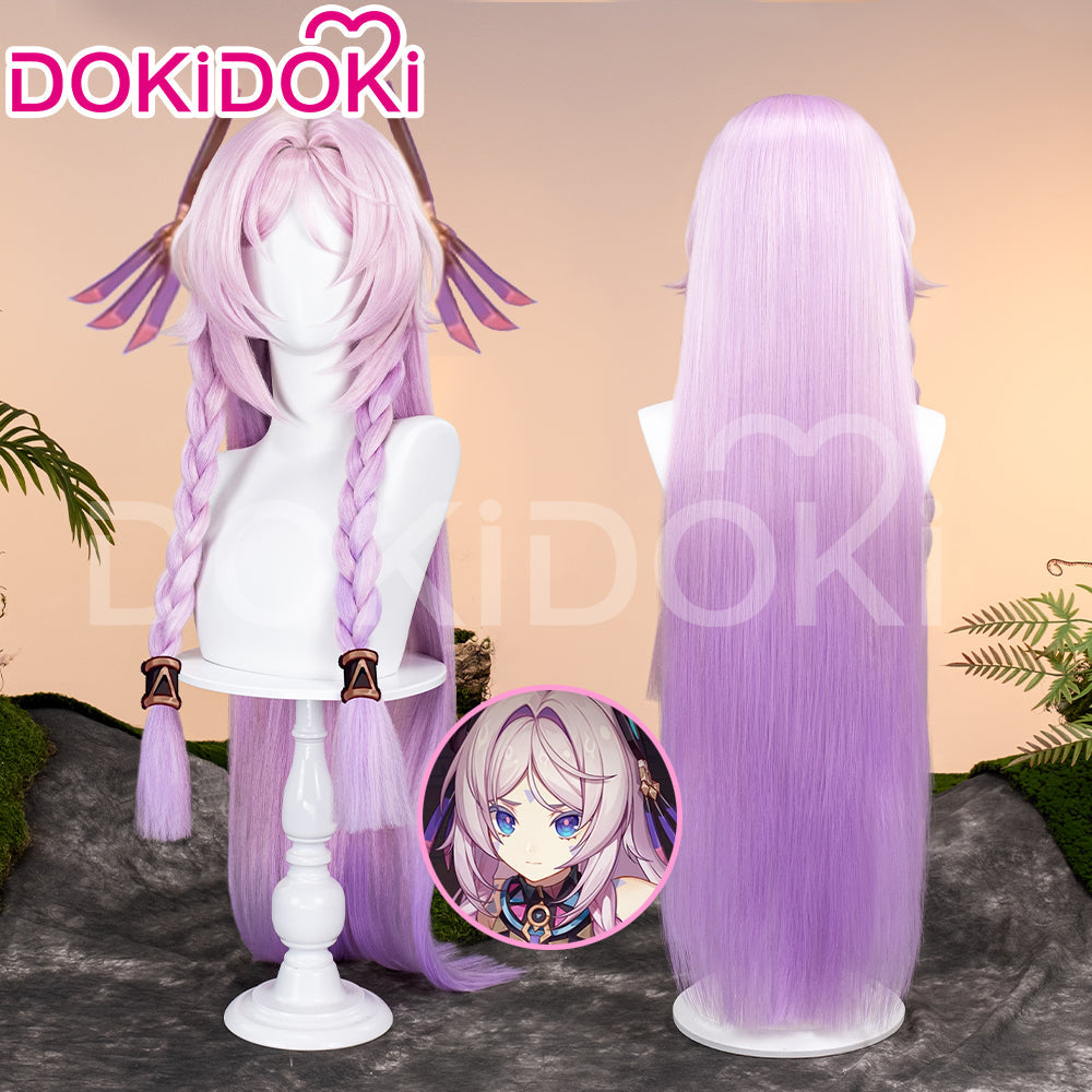 【Partially Ready For Ship】DokiDoki Game Genshin Impact Citlali Cosplay Wig Long Straight Double Braids Pink Purple Gradient Hair