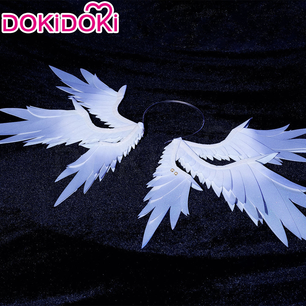 【Ready For Ship】DokiDoki Game Honkai: Star Rail Cosplay Sunday Wig Long Straight Grey Hair/ Earring / Ear Feather Hair Clips / Seraphim Wings Headwear