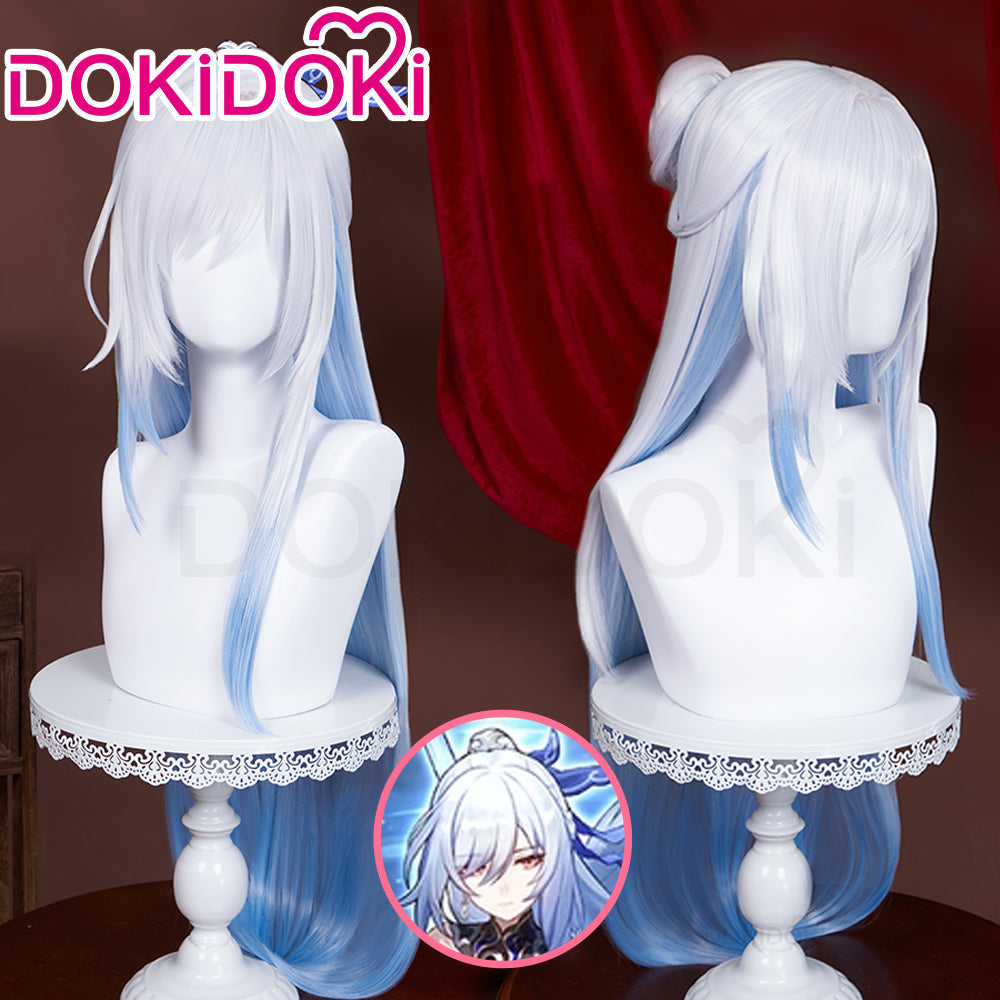 【Wig Ready For Ship】DokiDoki Game Honkai: Star Rail Cosplay Wig Jing Liu Long Straight Blue Gradient Wig Jingliu