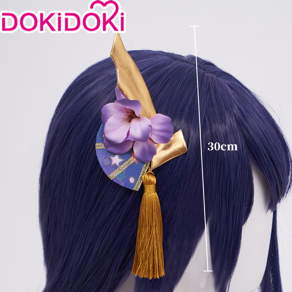 【Lighting Ver.】DokiDoki Game Genshin Impact  Shogun Cosplay Wig / Hair Clip/ Earring Raiden shogun baal Long Purple
