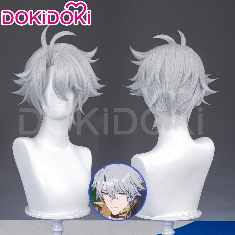 【Partially Ready For Ship】DokiDoki Game Honkai: Star Rail Cosplay Phainon Wig / Weft / Tattoo /  Ear Clips Short Straight Silver Hair Darkening