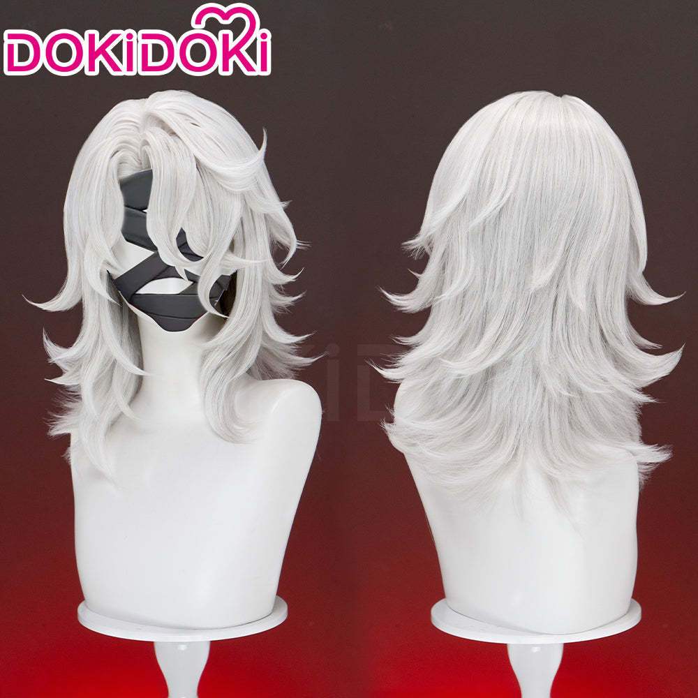 【Ready For Ship】DokiDoki Game Genshin Impact Cosplay Rerir Wig Long Curly White / Dark Hair Racher of Solnari