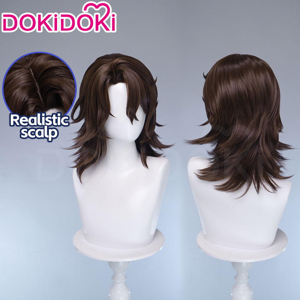 【Ready For Ship】DokiDoki Game Genshin Impact Cosplay Rerir Wig Long Curly White / Dark Hair Racher of Solnari