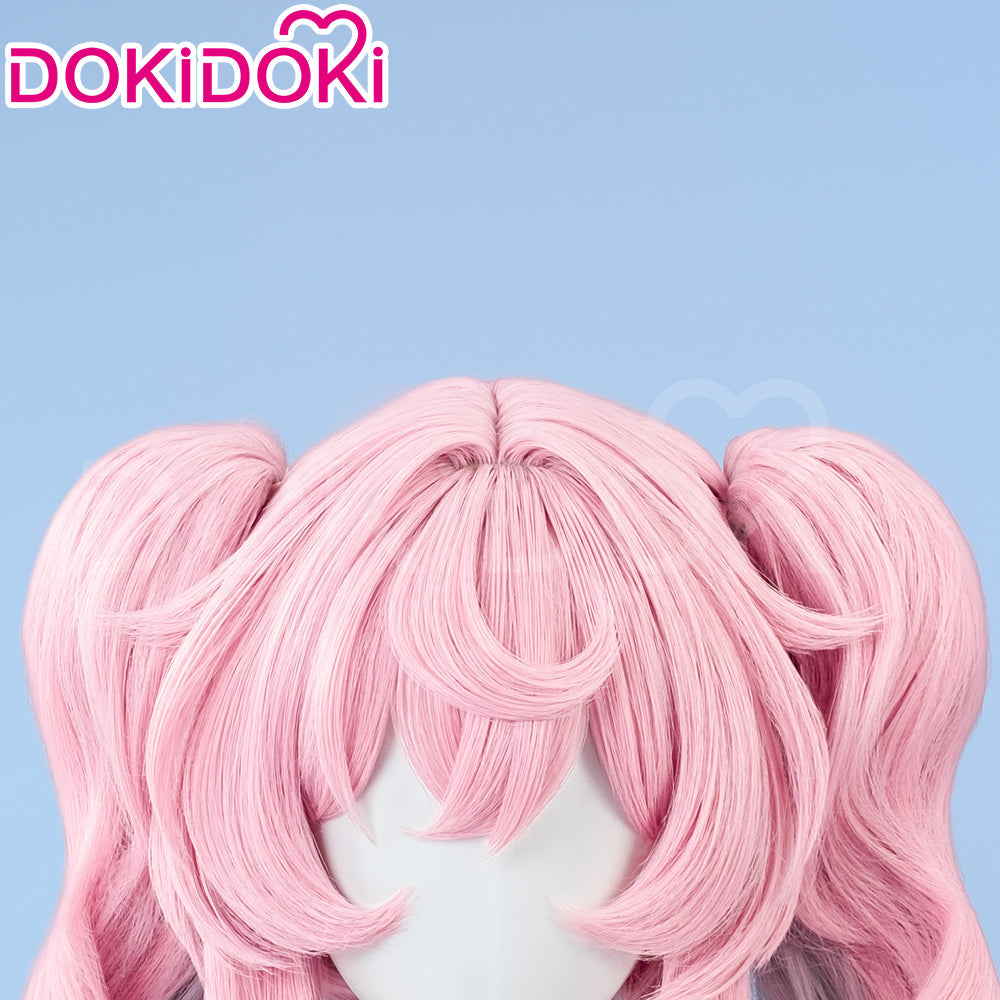 【Ready For Ship】DokiDoki Game Honkai: Star Rail Cosplay Hyacine Wig Long Curly Pink Blue Gradient Hair Twin Ponytails