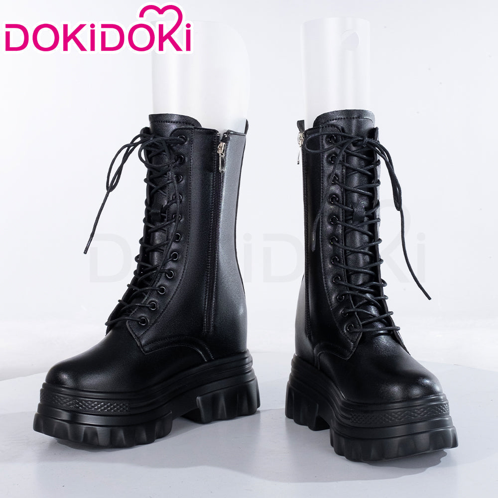 【Partially Ready For Ship】【12CM】DokiDoki Height Increasing Shoes / Elevator Shoes Martin Boots Black White 12CM Platform Shoes