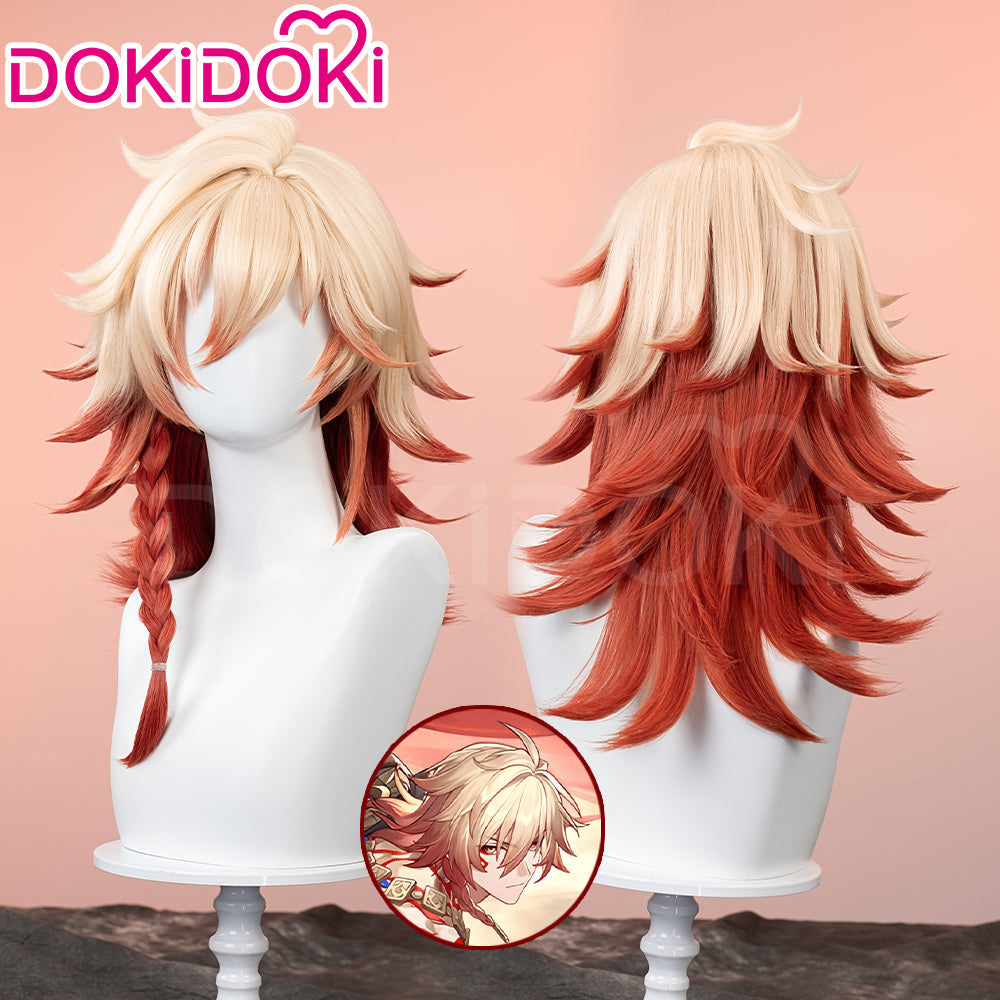 【Ready For Ship】DokiDoki Game Honkai: Star Rail Cosplay Mydei Wig / Tattoo Long Curly Golden Orange Gradient Hair
