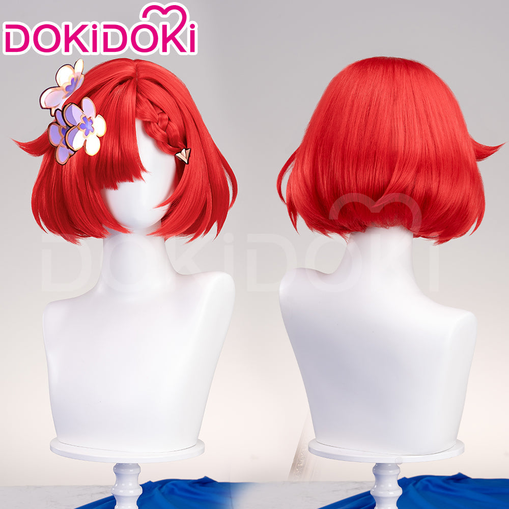 DokiDoki Game Honkai: Star Rail Cosplay Tribios Cosplay Wig Short Red Straight Wig