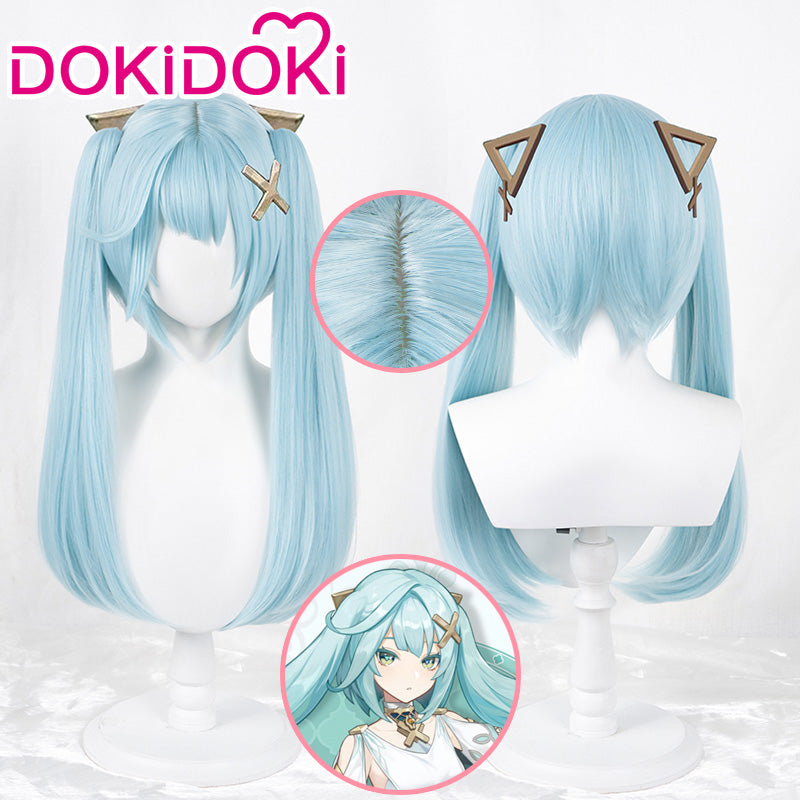 【Ready For Ship】DokiDoki Game Genshin Impact Cosplay Faruzan Wig Long Blue-green