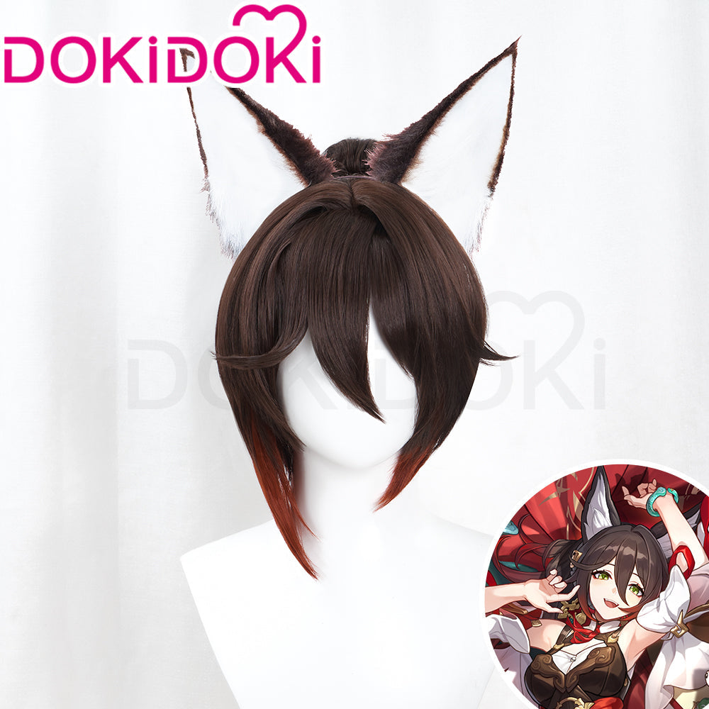 【Partially Ready For Ship】DokiDoki Game Honkai: Star Rail Cosplay Wig Tingyun / Ting Yun Fugue / Wig / Ear Brown