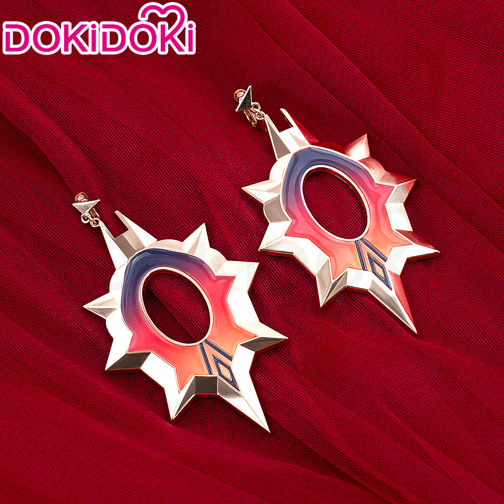 【Ready For Ship】DokiDoki Game Genshin Impact Cosplay Pyro Archon Mavuika Wig / Light Strips/ Wefts / Earclip / Glasses Natlan Long Curly Orange
